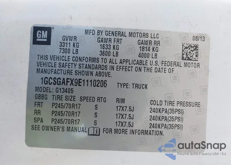 2014 Chevrolet Express G1500 Work Van из США, поврежденный, VIN 1GCSGAFX9E1110206